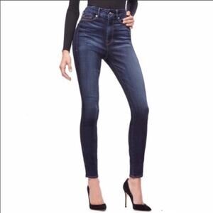 Good American Good Legs Hi-Rise Dark Wash in BLUE183 Skinny Leg Jeans